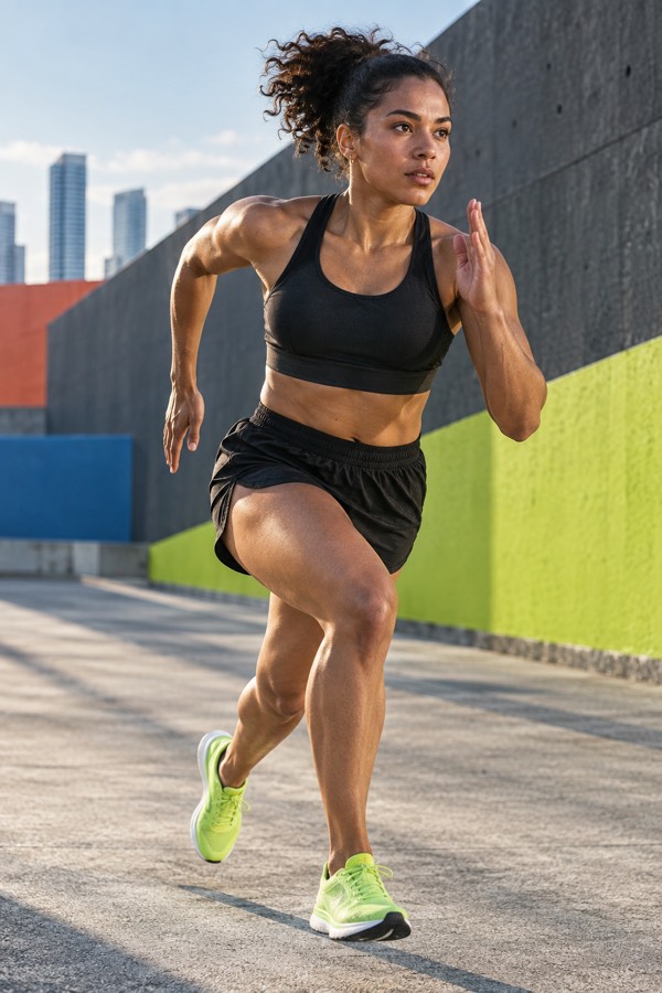 Two runners training outdoors
